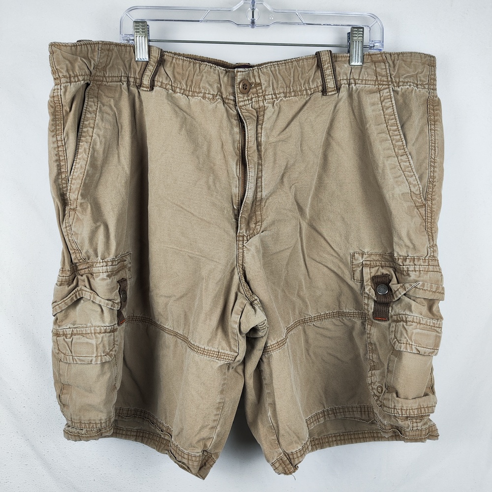 RedHead Shorts Mens 44 Beige Cargo Cotton Canvas Elastic Waist Pockets Casual